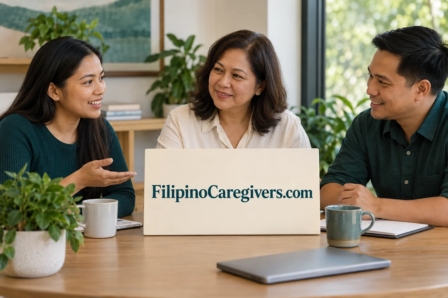 Filipino professionals and community members in a relaxed discussion